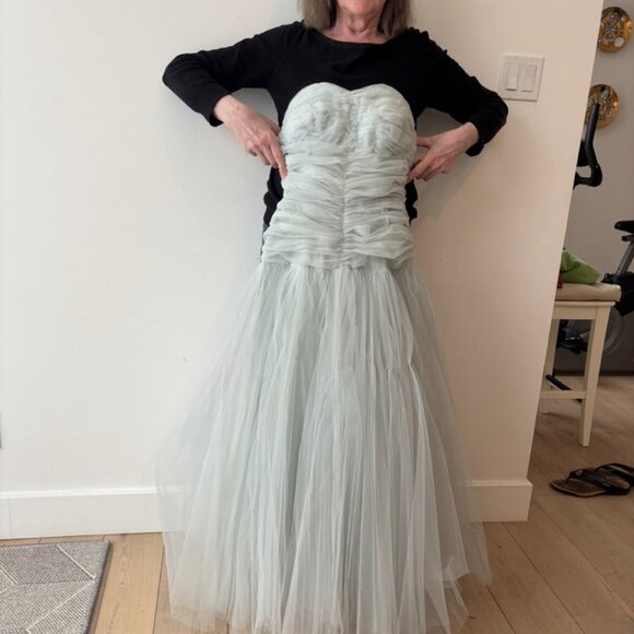 Stunning 50s Vintage Sea Foam Blue Tulle Dress - Picture 10 of 12